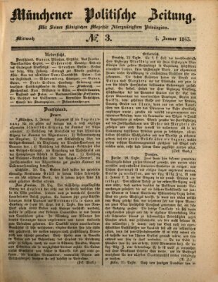 Münchener politische Zeitung (Süddeutsche Presse) Mittwoch 4. Januar 1843