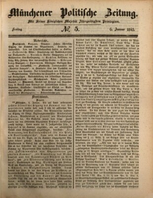 Münchener politische Zeitung (Süddeutsche Presse) Freitag 6. Januar 1843