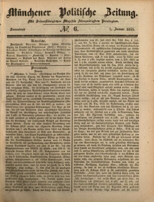 Münchener politische Zeitung (Süddeutsche Presse) Samstag 7. Januar 1843