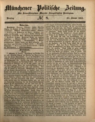 Münchener politische Zeitung (Süddeutsche Presse) Dienstag 10. Januar 1843