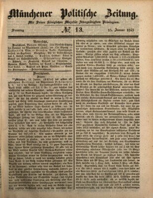 Münchener politische Zeitung (Süddeutsche Presse) Sonntag 15. Januar 1843