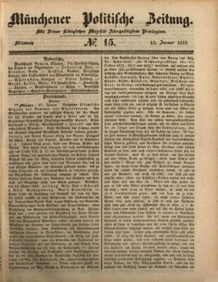 Münchener politische Zeitung (Süddeutsche Presse) Mittwoch 18. Januar 1843