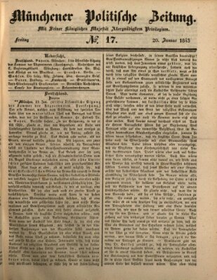 Münchener politische Zeitung (Süddeutsche Presse) Freitag 20. Januar 1843