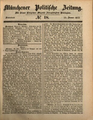 Münchener politische Zeitung (Süddeutsche Presse) Samstag 21. Januar 1843