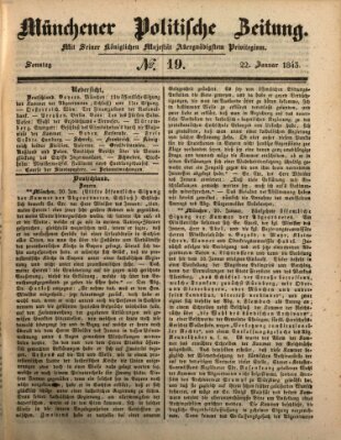 Münchener politische Zeitung (Süddeutsche Presse) Sonntag 22. Januar 1843