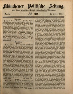 Münchener politische Zeitung (Süddeutsche Presse) Dienstag 24. Januar 1843