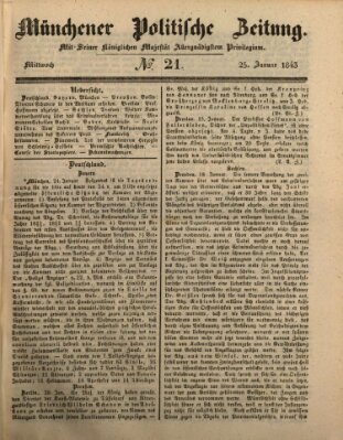 Münchener politische Zeitung (Süddeutsche Presse) Mittwoch 25. Januar 1843