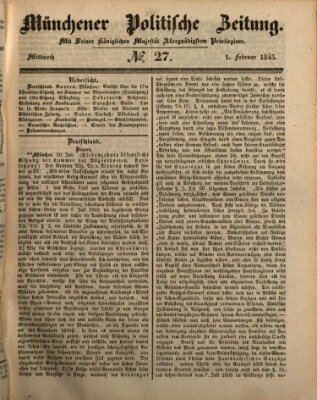 Münchener politische Zeitung (Süddeutsche Presse) Mittwoch 1. Februar 1843