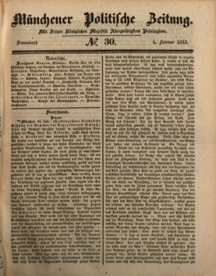 Münchener politische Zeitung (Süddeutsche Presse) Samstag 4. Februar 1843