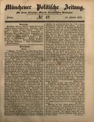 Münchener politische Zeitung (Süddeutsche Presse) Freitag 24. Februar 1843