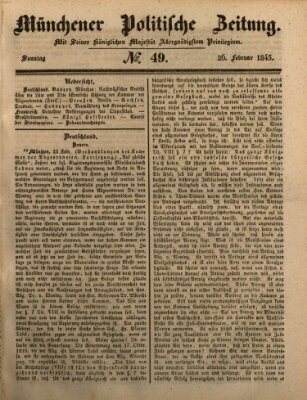 Münchener politische Zeitung (Süddeutsche Presse) Sonntag 26. Februar 1843