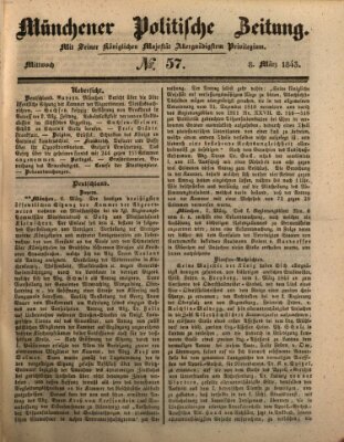 Münchener politische Zeitung (Süddeutsche Presse) Mittwoch 8. März 1843