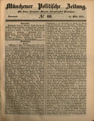 Münchener politische Zeitung (Süddeutsche Presse) Samstag 18. März 1843