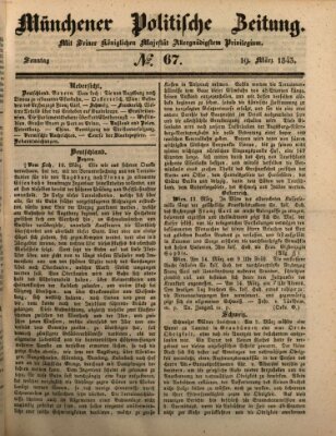 Münchener politische Zeitung (Süddeutsche Presse) Sonntag 19. März 1843