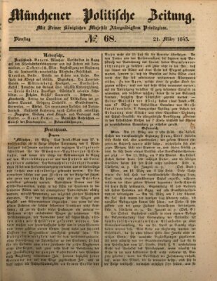 Münchener politische Zeitung (Süddeutsche Presse) Dienstag 21. März 1843