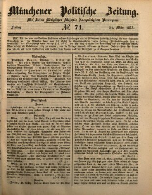 Münchener politische Zeitung (Süddeutsche Presse) Freitag 24. März 1843