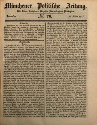 Münchener politische Zeitung (Süddeutsche Presse) Donnerstag 30. März 1843