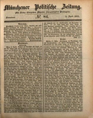 Münchener politische Zeitung (Süddeutsche Presse) Samstag 8. April 1843