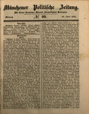 Münchener politische Zeitung (Süddeutsche Presse) Mittwoch 26. April 1843