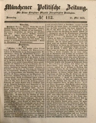 Münchener politische Zeitung (Süddeutsche Presse) Donnerstag 11. Mai 1843