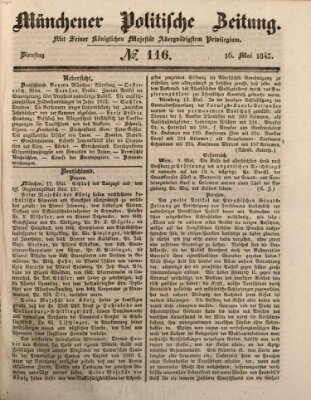 Münchener politische Zeitung (Süddeutsche Presse) Dienstag 16. Mai 1843