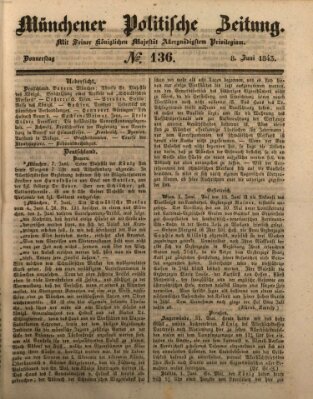 Münchener politische Zeitung (Süddeutsche Presse) Donnerstag 8. Juni 1843