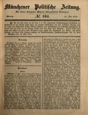 Münchener politische Zeitung (Süddeutsche Presse) Montag 10. Juli 1843