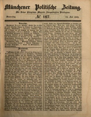Münchener politische Zeitung (Süddeutsche Presse) Donnerstag 13. Juli 1843