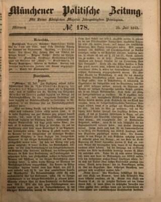 Münchener politische Zeitung (Süddeutsche Presse) Mittwoch 26. Juli 1843