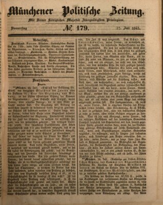 Münchener politische Zeitung (Süddeutsche Presse) Donnerstag 27. Juli 1843