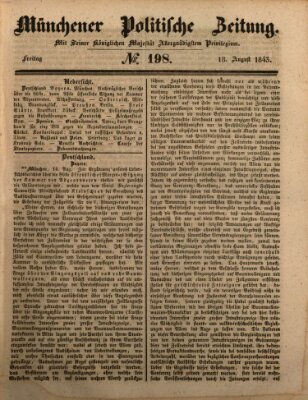 Münchener politische Zeitung (Süddeutsche Presse) Freitag 18. August 1843