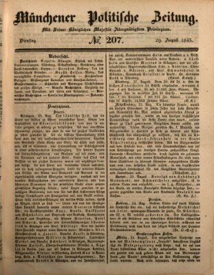 Münchener politische Zeitung (Süddeutsche Presse) Dienstag 29. August 1843