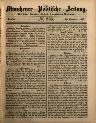 Münchener politische Zeitung (Süddeutsche Presse) Dienstag 19. September 1843