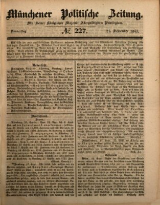 Münchener politische Zeitung (Süddeutsche Presse) Donnerstag 21. September 1843