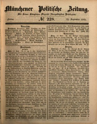 Münchener politische Zeitung (Süddeutsche Presse) Freitag 22. September 1843