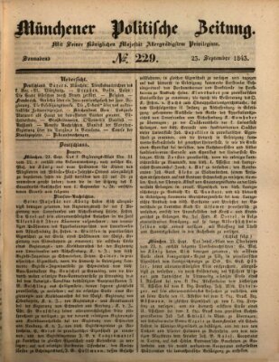 Münchener politische Zeitung (Süddeutsche Presse) Samstag 23. September 1843