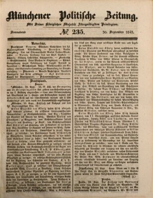 Münchener politische Zeitung (Süddeutsche Presse) Samstag 30. September 1843