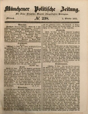 Münchener politische Zeitung (Süddeutsche Presse) Mittwoch 4. Oktober 1843