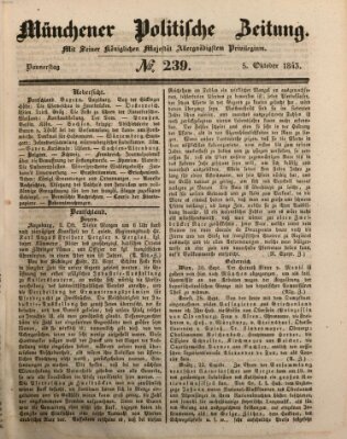 Münchener politische Zeitung (Süddeutsche Presse) Donnerstag 5. Oktober 1843