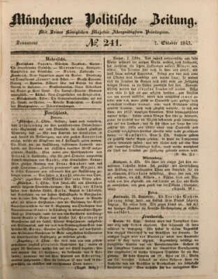 Münchener politische Zeitung (Süddeutsche Presse) Samstag 7. Oktober 1843