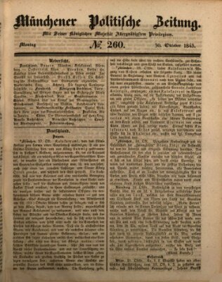 Münchener politische Zeitung (Süddeutsche Presse) Montag 30. Oktober 1843