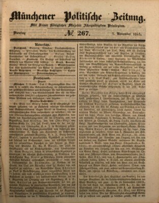 Münchener politische Zeitung (Süddeutsche Presse) Dienstag 7. November 1843