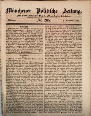 Münchener politische Zeitung (Süddeutsche Presse) Mittwoch 8. November 1843