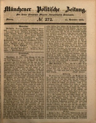 Münchener politische Zeitung (Süddeutsche Presse) Montag 13. November 1843