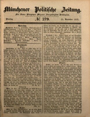 Münchener politische Zeitung (Süddeutsche Presse) Dienstag 21. November 1843