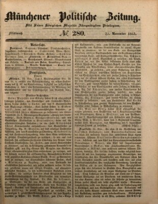 Münchener politische Zeitung (Süddeutsche Presse) Mittwoch 22. November 1843