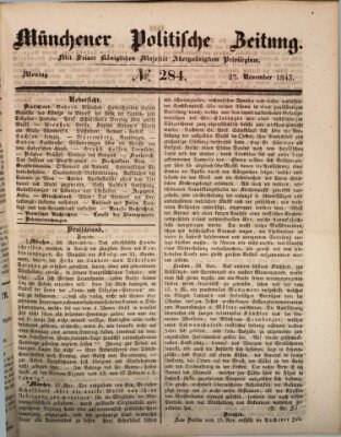 Münchener politische Zeitung (Süddeutsche Presse) Montag 27. November 1843