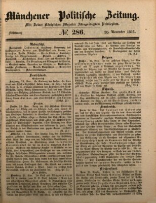 Münchener politische Zeitung (Süddeutsche Presse) Mittwoch 29. November 1843