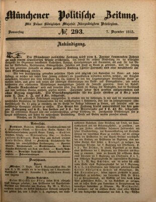 Münchener politische Zeitung (Süddeutsche Presse) Donnerstag 7. Dezember 1843