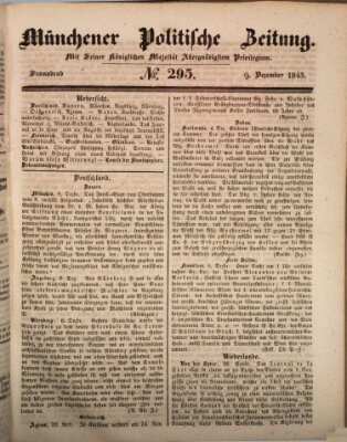 Münchener politische Zeitung (Süddeutsche Presse) Samstag 9. Dezember 1843